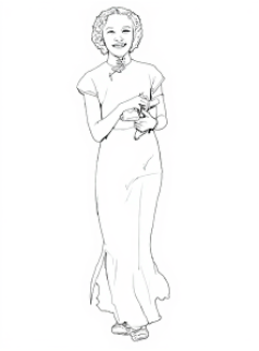 Clean line-art abstraction of 1930s to 1940s qipao silhouette knowledge