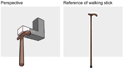 User-test task showing the creative content, scene perspective and walking-stick reference