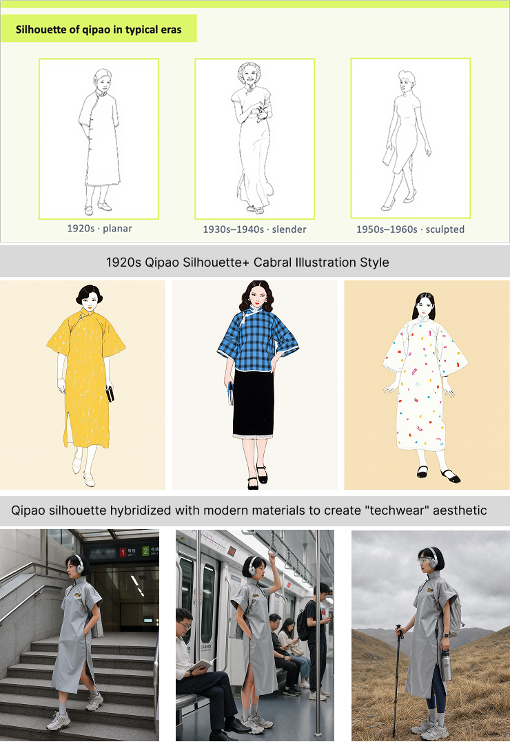 Historical qipao silhouette studies and contemporary application explorations