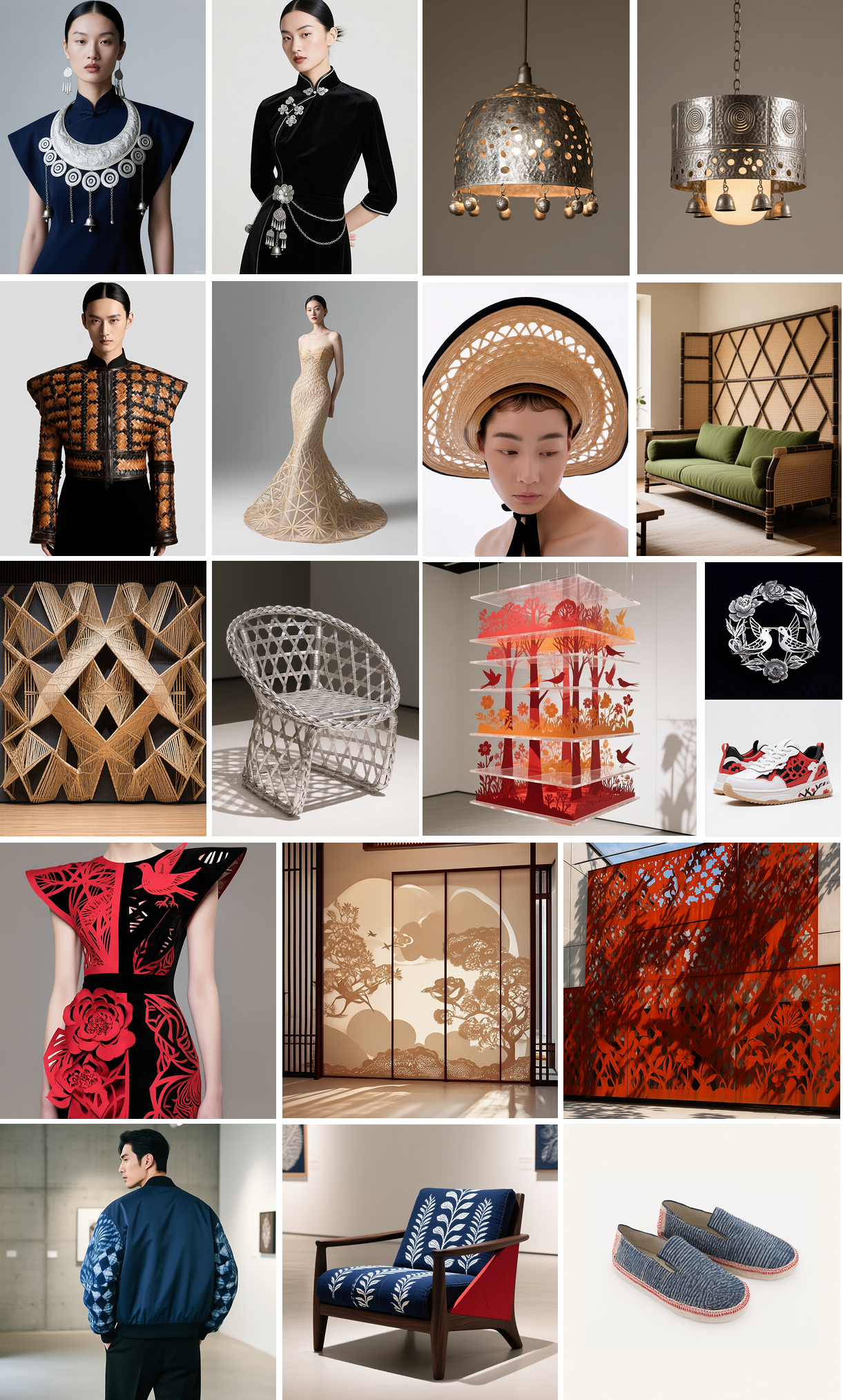 Selection of Latent Heritage experiments across garments, lighting, furniture and spatial design
